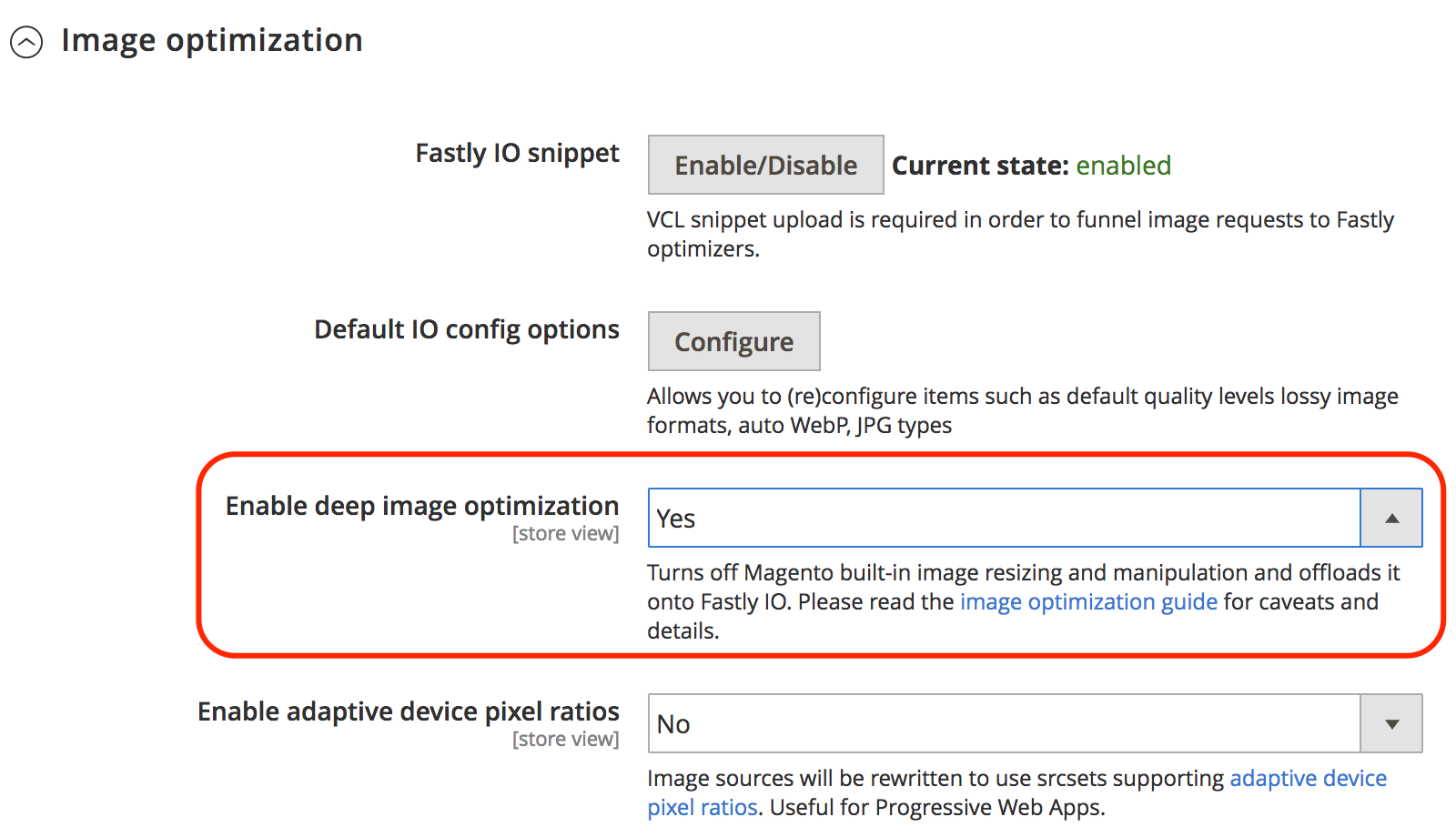 Enable Fastly IO deep image optimization