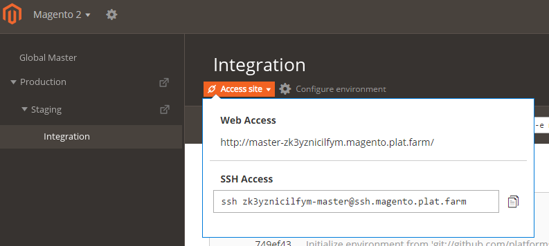 Access your project by URL or SSH