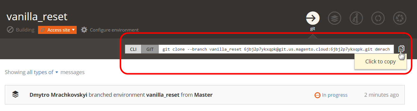 Click to copy the git clone command