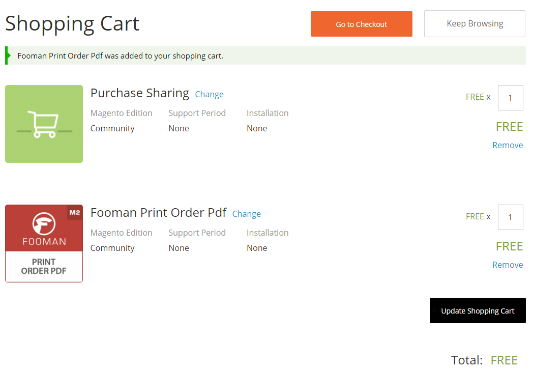 Marketplace shopping cart