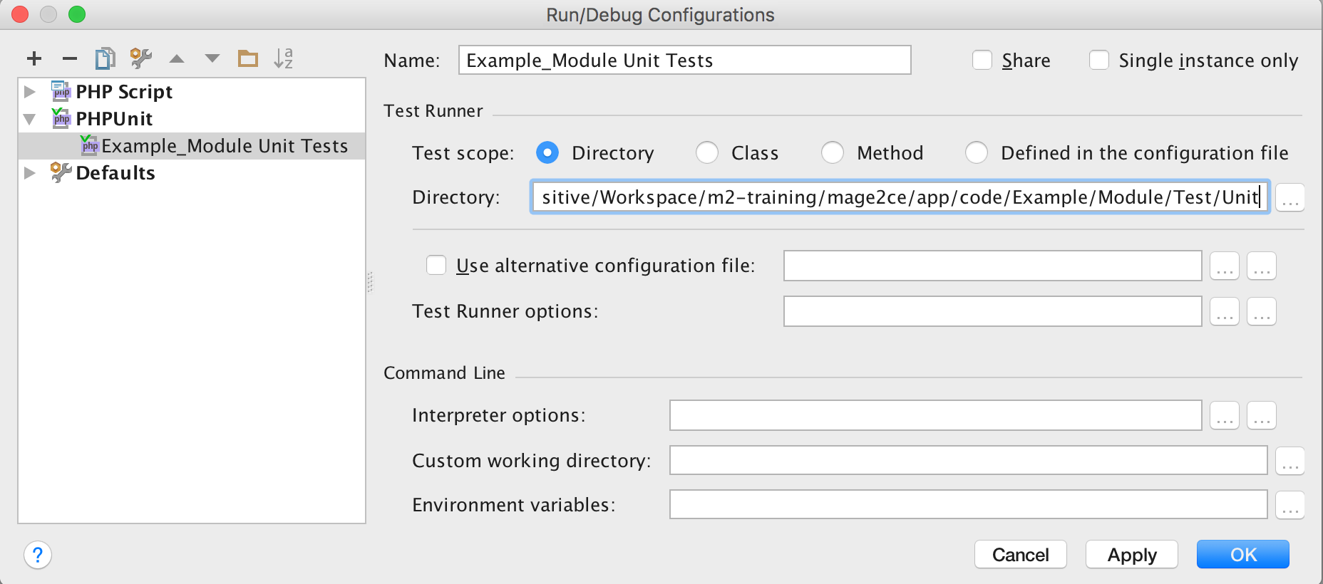 Module Unit Tests run configuration