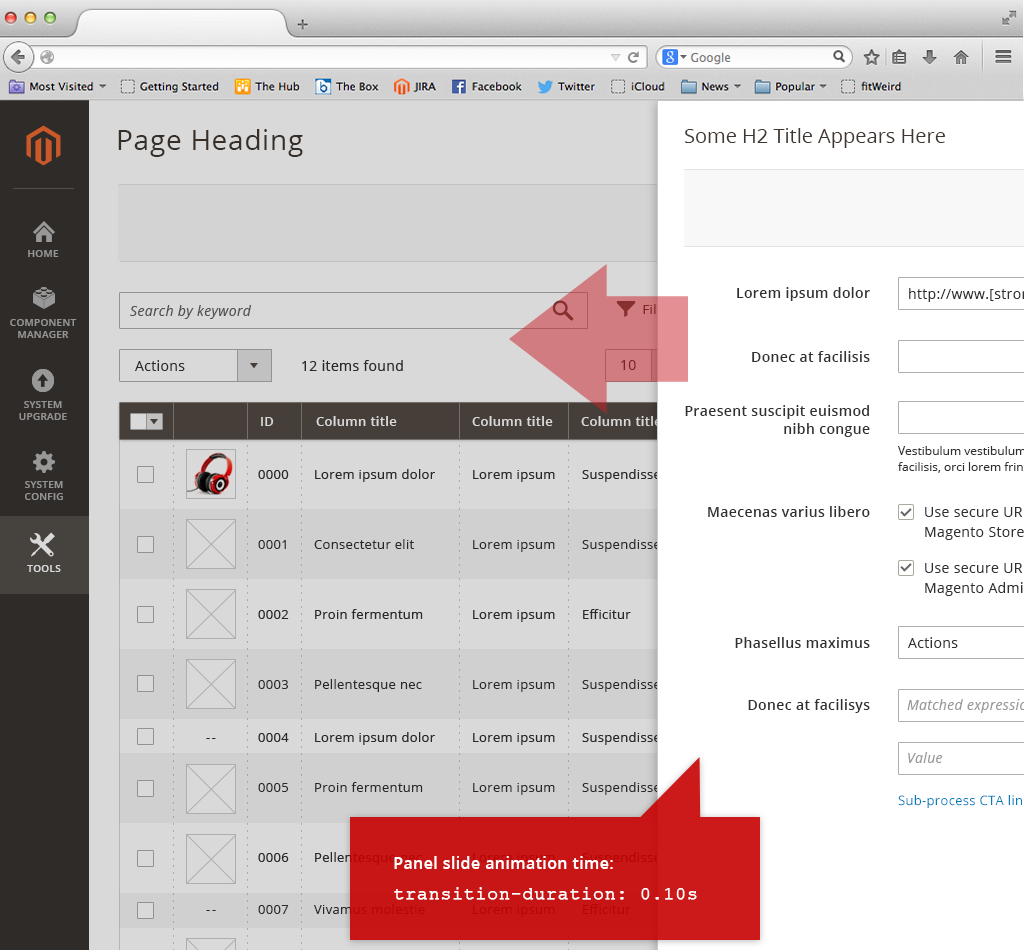 Example of panel animation