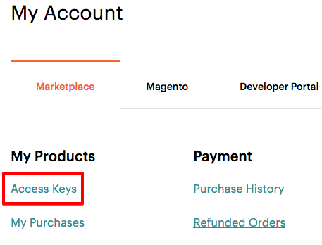 Get your secure access keys on Commerce Marketplace