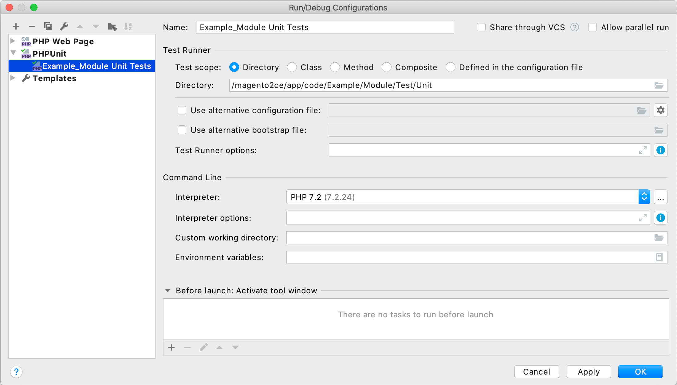 Module Unit Tests run configuration